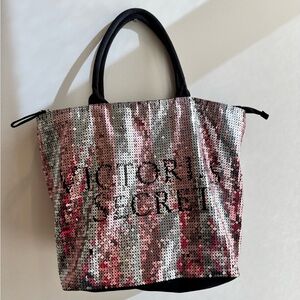 Victoria's Secret Glam Sequin Tote - Pink and Silver